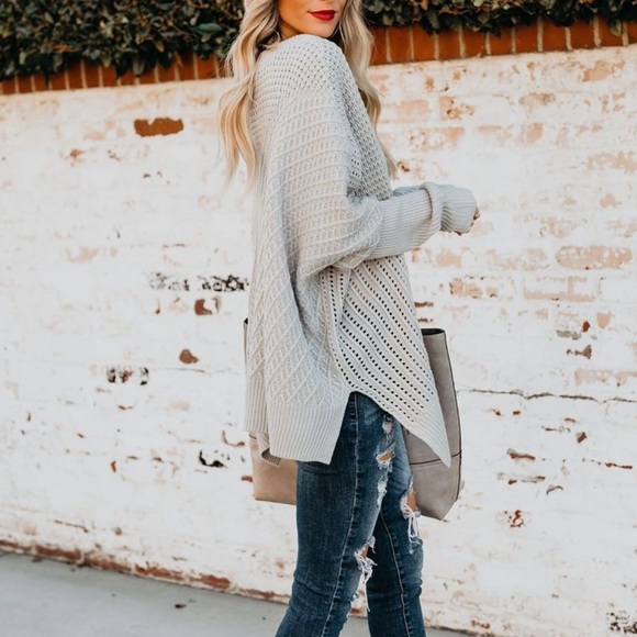 Divine Zipper Sweater in Lt. Grey - Picture 3 of 8